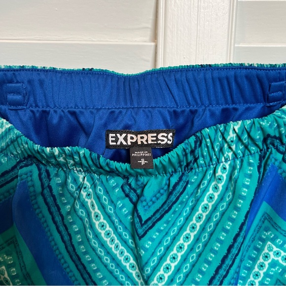 EXPRESS Scarf Print Tube Dress - Green & Blue - Picture 5 of 9